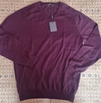 New Hugo Boss Selection red burgundy thin knit mens suit pullover jumper top XL