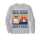 Vintage Grumpy Grandpa Like Beer And Red Border Collie Dogs Long Sleeve T-Shirt