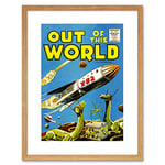 Wee Blue Coo Comic Book Cover Out Of This World Rocket Space Ship Sci Fi Art Framed Wall Art Print