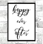 Happy Ever After Beautiful Inspirational Quote Poster Wall Art Print Home Decor - Size A4-210 x 297 mm