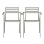 NINE - 19 Outdoors - Stacking Arm Chair Set of 2, Grey - Matstolar utomhus - Butterfield Brothers - Grå - Metall