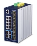 PLANET IP30 Industrial L3 8-Port Håndtert Gigabit Ethernet (10/100/1000) Blå, Hvit