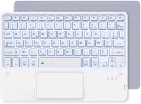 Clavier avec Pavé Tactile, Clavier sans Fil Bluetooth 10 Pouces, [AZERTY Français] Clavier Léger Fin pour iPad, iPad Pro, iPad Air, Android Tablette Samsung, Xiaomi Pad, Huawei, Lenovo, Blanc