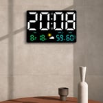 2 en 1 Réveil + Station Météo horloge murale numérique Météo agsivo Grand écran led avec télécommande luminosité automatique,température