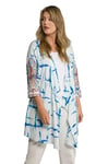 Ulla Popken Femme Grandes Tailles Veste Molleton Kimono, Carreaux, Ligne A Bleu I 800693731-I