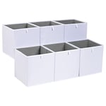 Amazon Basics Lot de 6 cubes de rangement pliables, en tissu, blanc, 26,7 x 26,7 x 28 cm