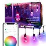 Nanoleaf Essentials, Guirlande Lumineuse Extérieure Pack d'Extension 15M LED RGBICW - Guirlande Connectée 16M Couleurs, IP65 Imperméable, 20 ampoules LED, WiFi Bluetooth Matter, Jardin & Guinguette