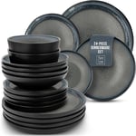 Ibiza Dinnerware Set for 6 Persons - 24-Piece Stoneware Dining Set - Dishwasher