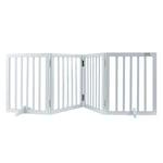 VEVOR Free Standing Dog Gate, 24" H x 80.3" W Freestanding Pet Gate, 4 Panels Foldable Dog Gate for Wide and Narrow Passageways, Expandable Dog Barrier with Silent Foot Support for Indoor, White