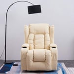 Panana Electric Recliner Chairs Faux Leather Armchair Wind Back Massage Chair Heated Gaming Adjutable Reclining Chair Single Leather Sofa for Living Room Office Lounge (Cream)