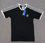 Adidas Originals T Shirt Mens Small Black Cotton Crew Neck Trefoil Logo Slim Fit