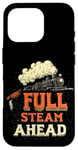 iPhone 16 Pro Cool Railroad with Full Steam Ahead Saying Costume Case