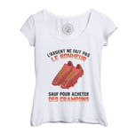 T-Shirt Femme Col Echancré Crampons - L'argent Ne Fait Pas Le Bonheur Foot