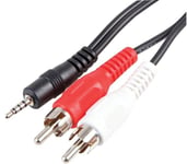 2.5mm Mini Stereo 4 Pole Small Jack to 2 x RCA Red and White Phono Cable 1.5m