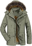 FTCayanz Manteau Homme Hiver Parka Chaud Fourrure Casual Outdoor Blouson Amovible Capuche Vert armée L