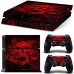 Autocollant Antidérapant Autocollant En Vinyle Peau Couverture Plaques Adhésives Autocollantes Pour Ps4 D'origine Uniquement (Pas Pour Ps4 Slim/Pro) Crâne Rouge Vif