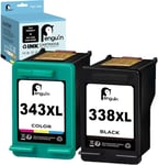 338Xl 343Xl Cartouches D'Encre Remanufacturées Pour Hp Cartouche 338 343 Xl Nior Et Coleur Photosmart B835 265 261 Deskjet 46 574 652 Officejet H47 1 15 721 Psc 161 235 Imprimante