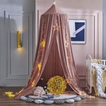 Ciel de Lit pour Bébé Enfants, Moustiquaire Ronde Rideau Baldaquin Dôme Princesse Tente de Lit, Dressing Maison de Lecture Maison de Jeux Décoration