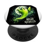 Halloween green ghost high spirits seasonal design PopSockets Adhesive PopGrip