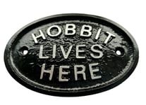 SILVER HOBBIT LIVES HERE MIDDLE EARTH HOUSE DOOR PLAQUE WALL OR GARDEN SIGN NEW