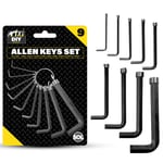 9 Hex Keys Set Allen Allan Alan Wrenches Imperial Metric 2-8mm + Keyring Holder