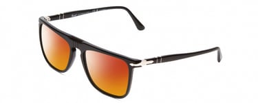 Persol PO 3225S Unisex Square Designer Polarized Sunglasses in Black Silver 56mm