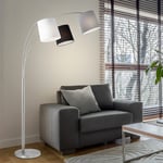 Etc-shop - Lampadaire, lampe arc, salon, lampadaire gris, uplighter, trois lampes, abat-jour tissu, textile métal, 3x douille E27, LxH 100 x 190 cm