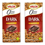 Valor Sugar Free Chocolate – Keto Low Carb Large Chocolate Bar - Diabetic Chocolate – Gluten Free, No Added Sugar, & Vegan Chocolate – Dark Chocolate with Almonds – 150g Bar (Pack of 2)