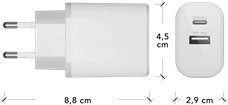 Re-charge - EU-väggladdare USB-C 30W+USB-A 18W-W