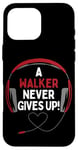 Coque pour iPhone 16 Pro Max Casque personnalisé avec citation de jeu « A Walker Never Gives Up »