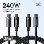 Baseus 240W Fast Charging Cable for iPhone 16 15 Cable for MacBook Fast Charger