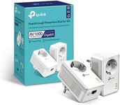 CPL 1000Mbps avec 1 Port Gigabit et Prise Intégrée Type F, Boitier CPL Kit de 2 idéale pour Profiter du Service Multi-TV à la Maison, Compatible toutes les Box, TL-PA7017P KIT