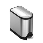 simplehuman CW1899 10L Butterfly Pedal Bin, Small Bin for Bathroom Bedroom Office, Strong Steel Pedal, Silent Soft Close Lid, Inner Bucket, Non-Skid Base, Fingerprint-Proof, Brushed Stainless Steel