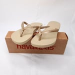 Havaianas Slim Flip Flops Kids Sand Grey Light Golden Girls Child UK 8.5 RRP £18