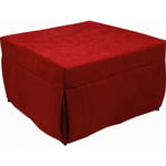 Pouf convertible en lit, en tissu capitonné, filet et matelas inclus, cm 75x75h42 cm, couleur Rouge - Dmora