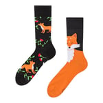 Dedoles Chaussettes Unisexe Homme Femme & Enfants beaucoup designs amusants gauche droite différent, couleur: Noir, motif: Renard et fleurs, taille: 43-46