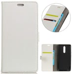 KM-WEN® Case for Nokia 5.1 (5.5 Inch) Book Style Litchi Pattern Magnetic Closure PU Leather Wallet Case Flip Cover Case Bag with Stand Protective Cover White