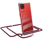 For Samsung Galaxy A12 Phone Case With Hanging Cord Chain Case Red