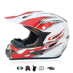 Casque Moto Cross Enfant,Casque Moto Enfant Adoptez Un Design Cool Casque Downhill pour Enfants avec Gants/Lunettes/Masque/Filet à Elastique(6 PCS) Convient pour Toutes Les Saisons (59-60CM)