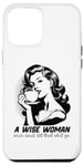 Coque pour iPhone 12 Pro Max Café humoristique rétro sage femme avec citation inspirante esthétique