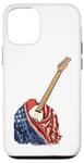 Coque pour iPhone 12/12 Pro Guitare Américaine USA Drapeau Américain Guitariste Basse Musicien