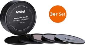 Rollei Kit Premium 3 Filtres ND - 1x Filtre ND 8 ND 64 ND 1000 pour Obtenir Une Photo avec Une Conservation maximale des Couleurs | Filtres en Verre Gorilla | Couvercle en Aluminium | 55mm