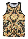 Gold Patterned Tank Top Vest ( Summer Fashion Pattern Graffiti Gym Urban Print )