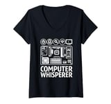 Womens Computer Whisperer Shirt IT Tech Support Nerds Geek Pc V-Neck T-Shirt