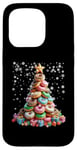 Coque pour iPhone 15 Pro Lumières de sapin de Noël amusantes en forme de donuts