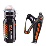 RaceOne.it - KIT Fluo Race - 2 PCS - Bidon avec Porte-bidon de Vélo. Bouteille d'eau avec support pour Cyclisme VTT/ Vélo de Route / MTB / Gravel Bike. Bottle XR1 + Bottle Cage X3 /600 CC. Coleur: Orange Fluo - 100% MADE IN ITALY