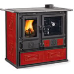 Poele a' bois La Nordica Extraflame Rosa Liberty 4.0 poele en majolique bordeaux 9,6 kW pour 240 m