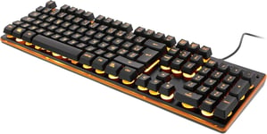 DELTACO GAMING CLAVIER GAMER COMPACT (AZERTY) 105 TOUCHE À MEMBRANE - RÉDUCTION BRUIT - RÉTROÉCLAIRÉ LED ORANGE - 25 KEYS ANTI-GHOSTING - 10 RACCOURCIS MULTIMÉDIA - USB FILAIRE[KEY230693]