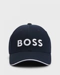 BOSS Green Cap-US-1 Mens Knitted-Piqué Six-Panel Cap with Embroidered Logo - Dark Blue - One Size