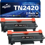 TN2420 TN-2420 TN2410 TN-2410 Toner compatible avec Brother MFC-L2710DN MFC-L2730DW MFC-L2750DW HL-L2310D HL-L2350DN HL-L2370DN HL-L2375DW DCP-L2510D DCP-L25300DW (2 noirs)